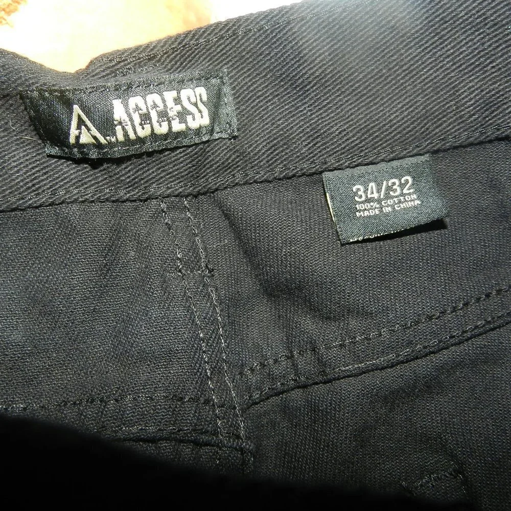 Access Mens Dark Wash 100% Cotton Straight Leg Button Close Pants Size 34/32